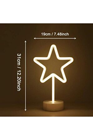 Yıldız Tasarımlı Usb Ve Pilli Neon Led Masa ve Gece Lambası Star Dekoratif Işık