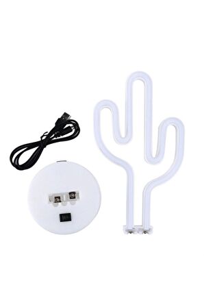 Kaktüs Dekoratif Neon Led Masa Ve Duvar Lambası Gece Lambası