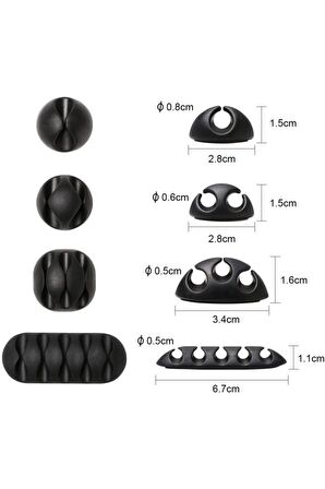Yapışkanlı Kablo Düzenleyici Tutucu 16 Parça Usb Şarj Veri Kablosu Tutucu 