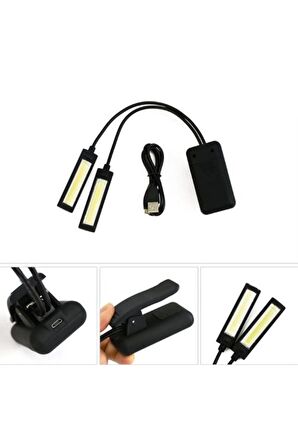 3 Fonksiyon Usb Ve Pilli Masa Lambası Çok Fonksiyonlu Kıskaçlı 2 Başlı Led