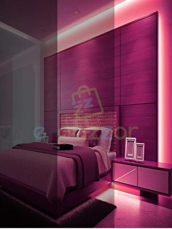 5 Metre Esnek Şerit Pembe Neon Suya Dayanıklı Led Aydınlatma & 12v 3a Tak Çalıştır Adaptör
