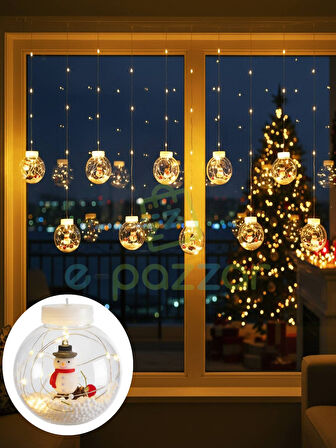 3 Mt Kardan Adam Figürlü Yılbaşı Organizasyon Konsept Süsleme 10 Top Perde Led 8 Mod Led 220v Fişli