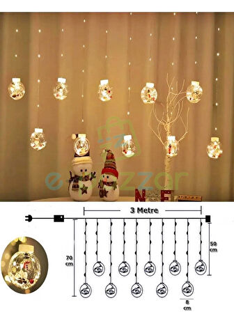 3 Mt Kardan Adam Figürlü Yılbaşı Organizasyon Konsept Süsleme 10 Top Perde Led 8 Mod Led 220v Fişli