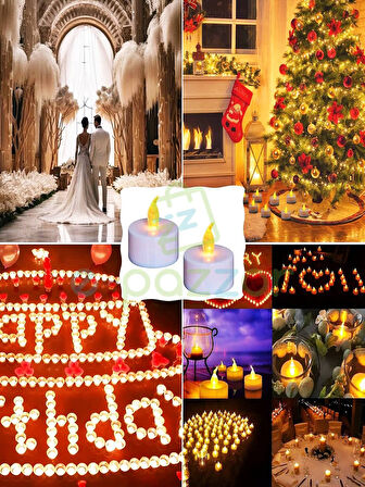 24 Adet Parti Organizasyon Christmas Konsept Süsleme Dekorasyon Pilli Tealight Mumu Led Işık