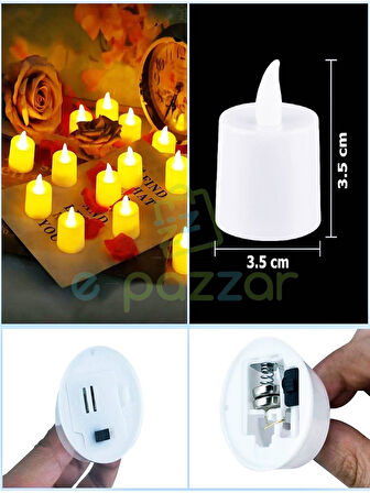 24 Adet Parti Organizasyon Christmas Konsept Süsleme Dekorasyon Pilli Tealight Mumu Led Işık