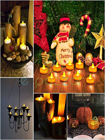 24 Adet Parti Organizasyon Christmas Konsept Süsleme Dekorasyon Pilli Tealight Mumu Led Işık