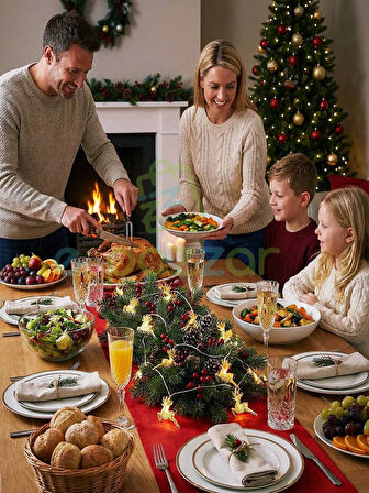 2 Mt 10'lu Gold Metal Geyik Noel Christmas Yılbaşı Parti Dekor Ağaç Konsept Süsleme Pilli Led Işık