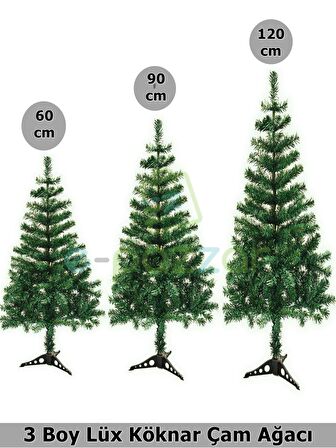 Lüks 3 Boy 60 Cm - 90Cm - 120 Cm Christmas Noel Yılbaşı Süsleme Köknar Çam Ağacı Demonte Pvc Ayaklı