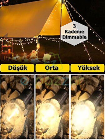 Portatif Askılı 3 Kademeli Şarjlı Kamp Bahçe Araç Ev Araç Outdoor Işıldak Aydınlatma Led Lamba