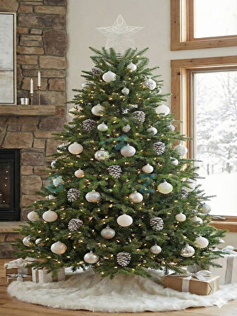 25 Cm Lüx Beyaz Simli  Yılbaşı Ağacı Tepe Yıldızı Organizasyon Christmas Konsept Parti Dekor Süsleme