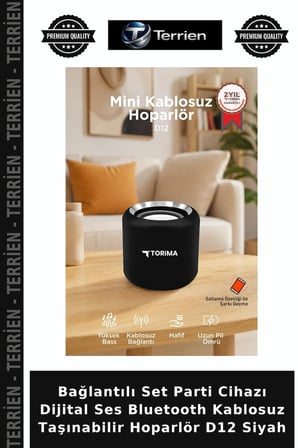 Bağlantılı Set Parti Cihazı Dijital Ses Bluetooth Kablosuz Taşınabilir Hoparlör D12 Siyah