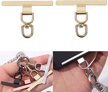 Microcase 360 Döner Başlıklı Telefon İp Askılıklar İçin Paslanmaz Çelik Tutacak Bağlantı Parçası - GOLD AL5142 2 ADET