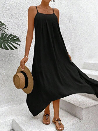 EQURİ Kadın Ip Askılı V Yakalı Asimetrik Detaylı Aerobin Elbise