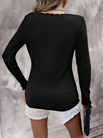 EQURİ Kadın Uzun Kollu V Yakalı Kaşkorse Bluz