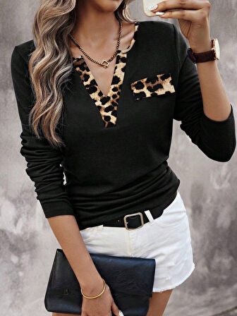EQURİ Kadın Uzun Kollu V Yakalı Kaşkorse Bluz