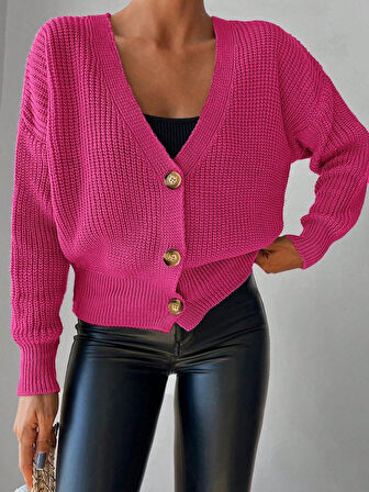 EQURİ Kadın Uzun Kollu Düğme Detay Triko Bluz