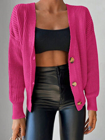 EQURİ Kadın Uzun Kollu Düğme Detay Triko Bluz