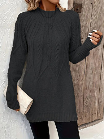 EQURİ Kadın Uzun Kollu Yarı Balıkçı Yaka Triko Bluz