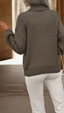 EQURİ Kadın Uzun Kollu Balıkçı Yaka Triko Bluz