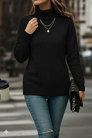 EQURİ Kadın Uzun Kollu Balıkçı Yaka Triko Bluz