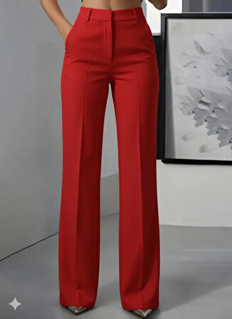 EQURİ Kadın Yüksek Bel Cepli Ithal Krep Pantolon