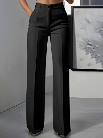 EQURİ Kadın Yüksek Bel Cepli Ithal Krep Pantolon