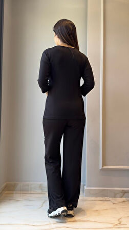 EQURİ Kadın Uzun Kollu Truvakar Kol Tek Omuz çapraz şerit Detaylı Ribanalı Viskon Iki Iplik Bluz Ve 