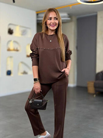 EQURİ Kadın Inci Detay Modal Kumaş Ikili Takım