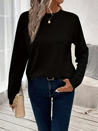 EQURİ Kadın Uzun Kollu Bisiklet Yaka Viskon Bluz