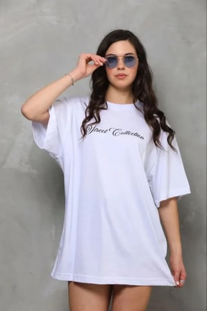 EQURİ Baskılı T-Shirt Kısa Kol Bisiklet Yaka Regular Rahat Kalıp Günlük Tişört - Beyaz