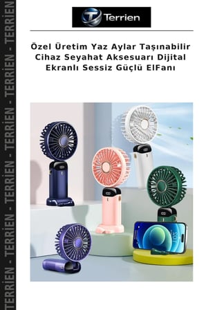 Özel Üretim Yaz Aylar Taşınabilir Cihaz Seyahat Aksesuarı Dijital Ekranlı Sessiz Güçlü ElFanı