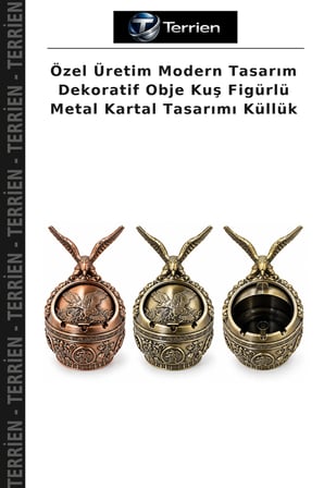 Özel Üretim Modern Tasarım Dekoratif Obje Kuş Figürlü Metal Kartal Tasarımı Küllük
