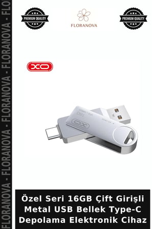 Özel Seri 16GB Çift Girişli Metal USB Bellek Type-C Depolama Elektronik Cihaz