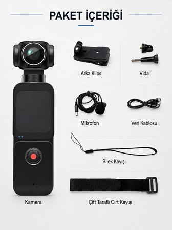 4K Akıllı Gimbal Kamera | Dokunmatik Ekranlı 3 Eksen Sabitleyici Vlog & Video Kamerası
