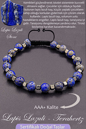 Sertifikalı AAA+ Kalite Gerçek Terahertz - Lapis Lazuli Taşı Bileklik