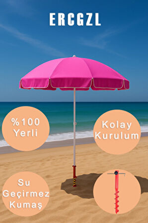 Plaj Şemsiyesi ve Şemsiye Sabitleme Kazığı Seti – UV Koruma, Su Geçirmez, Kolay Kurulum
