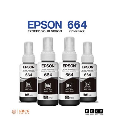 Epson 664 L455 Uyumlu Dörtlü Siyah Ink Bottle