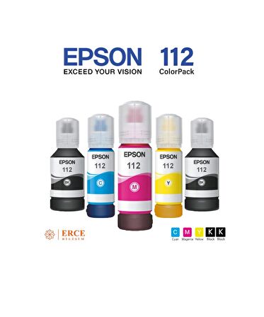 Epson 112 EcoTank L15150 Uyumlu 4+1 Kartuş Dolum Seti