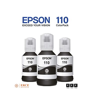 Epson 110 C13T03P14A M1180 Üçlü Black Şişe Mürekkep