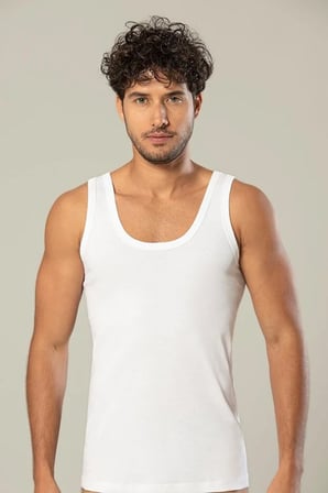 Erdem Erkek Beyaz Ribana Atlet-3'lü Paket- 1110