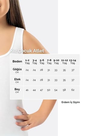 Erdem Kız Çocuk Beyaz Geniş Askılı Atlet-3 Adet- 4001