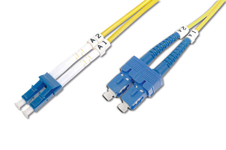 Digitus LC-SC Fiber Optik Patch Kablo, 3 metre, Singlemode, Duplex, 09/125