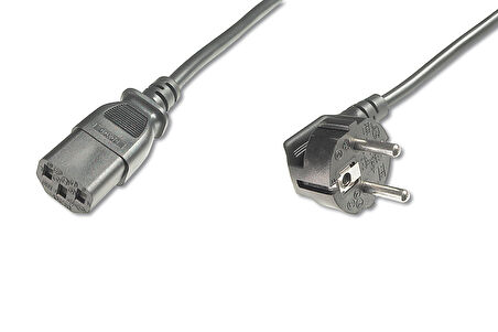 Digitus Güç Kablosu, C13 dişi - CEE 7/7 (Tip-F) erkek 90 derece, 5 metre, H05VV-F3G 1.0qmm, siyah renk&lt;br&gt;
Digitus Power Cord, CEE 7/7 (Typ-F) 90ø angled - C13 M/F, 5.0m, H05VV-F3G 1.0qmm, black