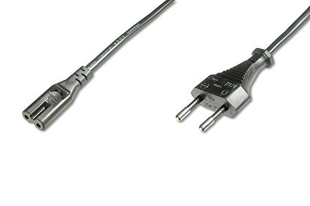 Mains Güç Kablosu, Euro C7 erkek &lt;=>&gt; Euro C7 dişi, 1.80 metre, H03VVH2-F 2G 0.75qmm