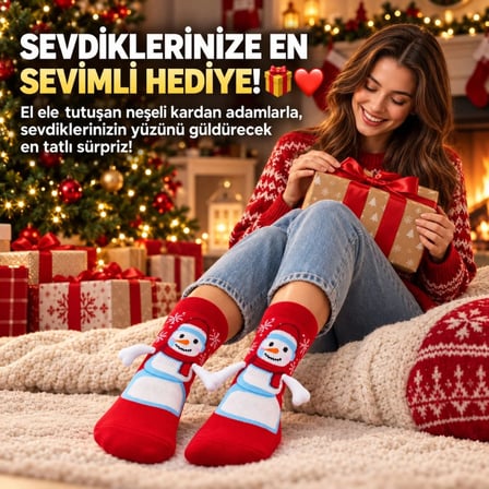 Erdo Ticaret Kadın Kırmızı Kardan Adam Desenli Yılbaşı Çorabı | 3D Kollu Sevimli ve Şık Kışlık Soket Çorap Modeli · RENK: Kırmızı · BEDEN: 36-40 · ADET: 1 ERDOTICA