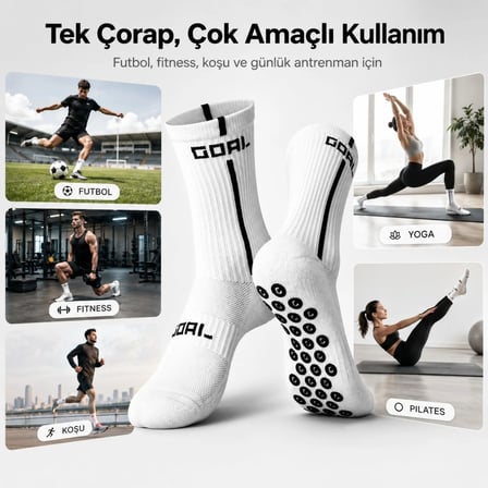 Erdo Ticaret Kaydırmaz Futbol Çorabı Beyaz | Bilek Destekli, Denge ve Tutuş Sunan Spor Çorabı · RENK: Beyaz · BEDEN: 39-44 · ADET: 1 ERDOTICA