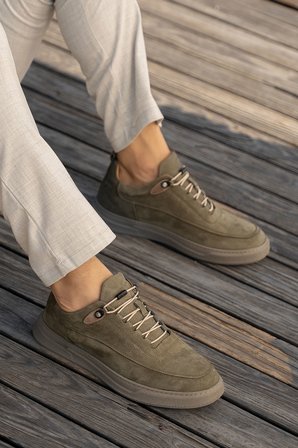 Erkek Nubuk Hakiki Deri Kalın Tabanlı Sneaker