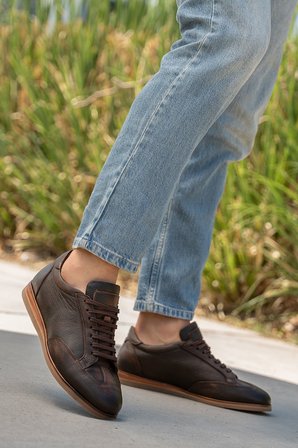 Erkek Hakiki Deri Rubber Taban Sneaker