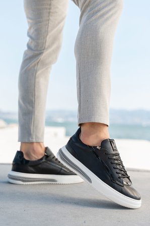Erkek Hakiki Deri  Şeritli Günlük Sneaker
