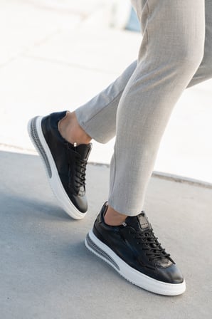 Erkek Hakiki Deri  Şeritli Günlük Sneaker